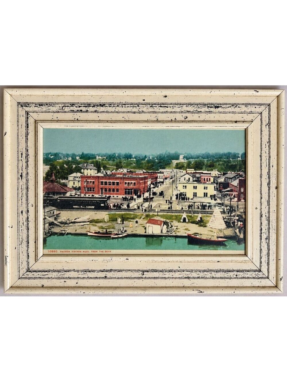 Vintage Harbor Springs Michigan Framed Postcard Wall Art